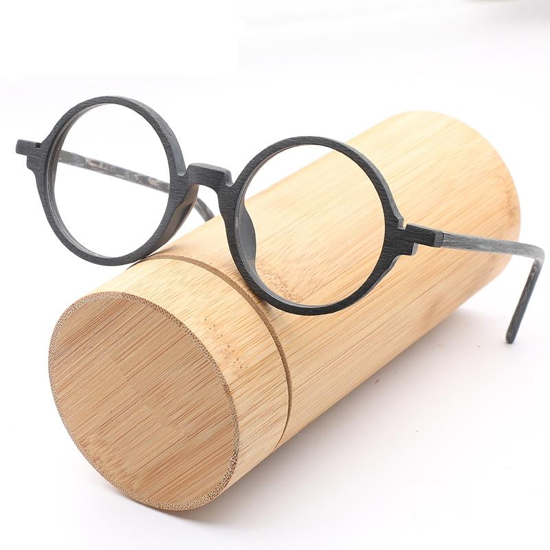 Retro Round Wooden Eye Glasses