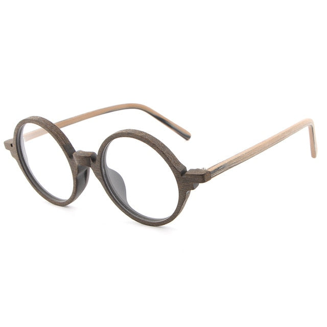 Retro Round Wooden Eye Glasses