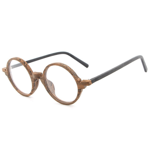 Retro Round Wooden Eye Glasses