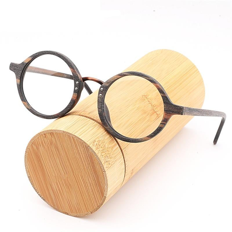 Vintage Wood Round Eyes Glasses