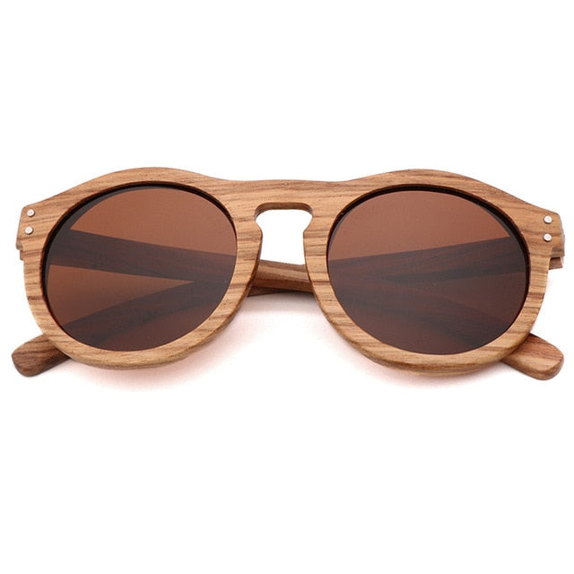 Zebra Wooden Retro Style Sunglasses