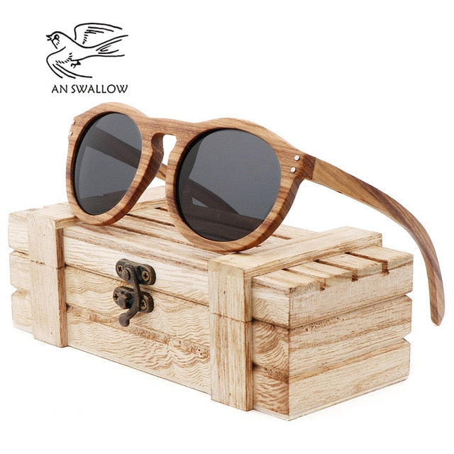 Zebra Wooden Retro Style Sunglasses