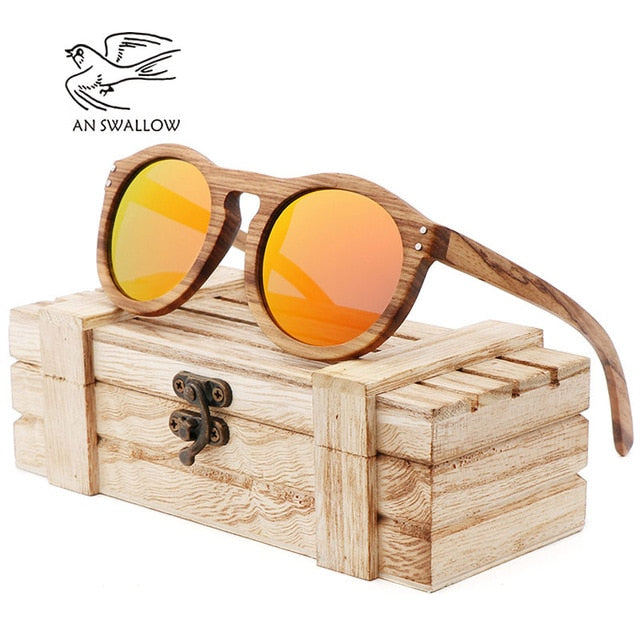 Zebra Wooden Retro Style Sunglasses