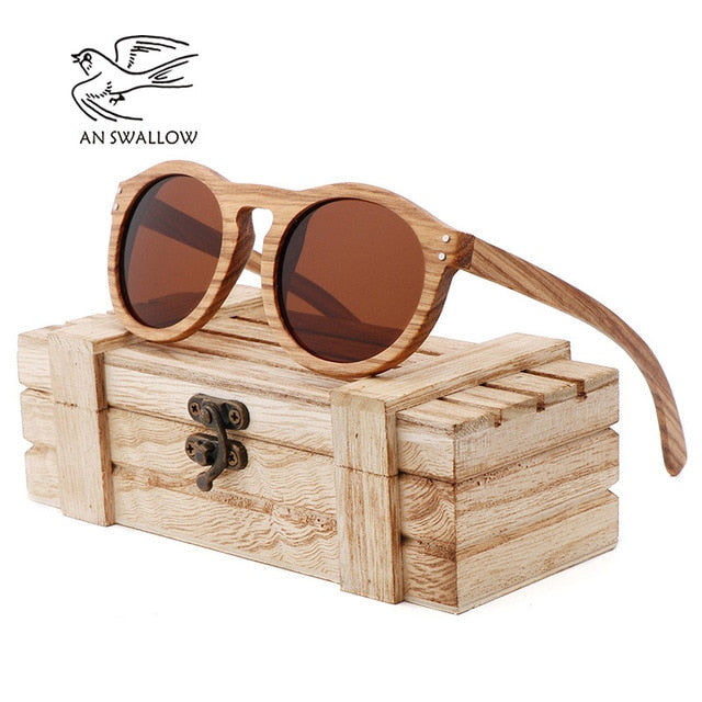 Zebra Wooden Retro Style Sunglasses